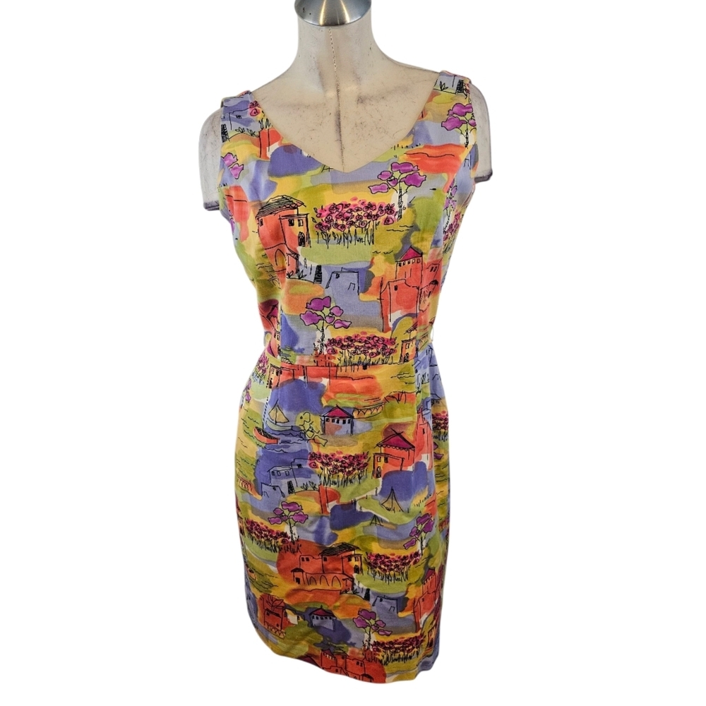 Coldwater Creek Size 6 Seaside Village Sheath Dress Midi Length